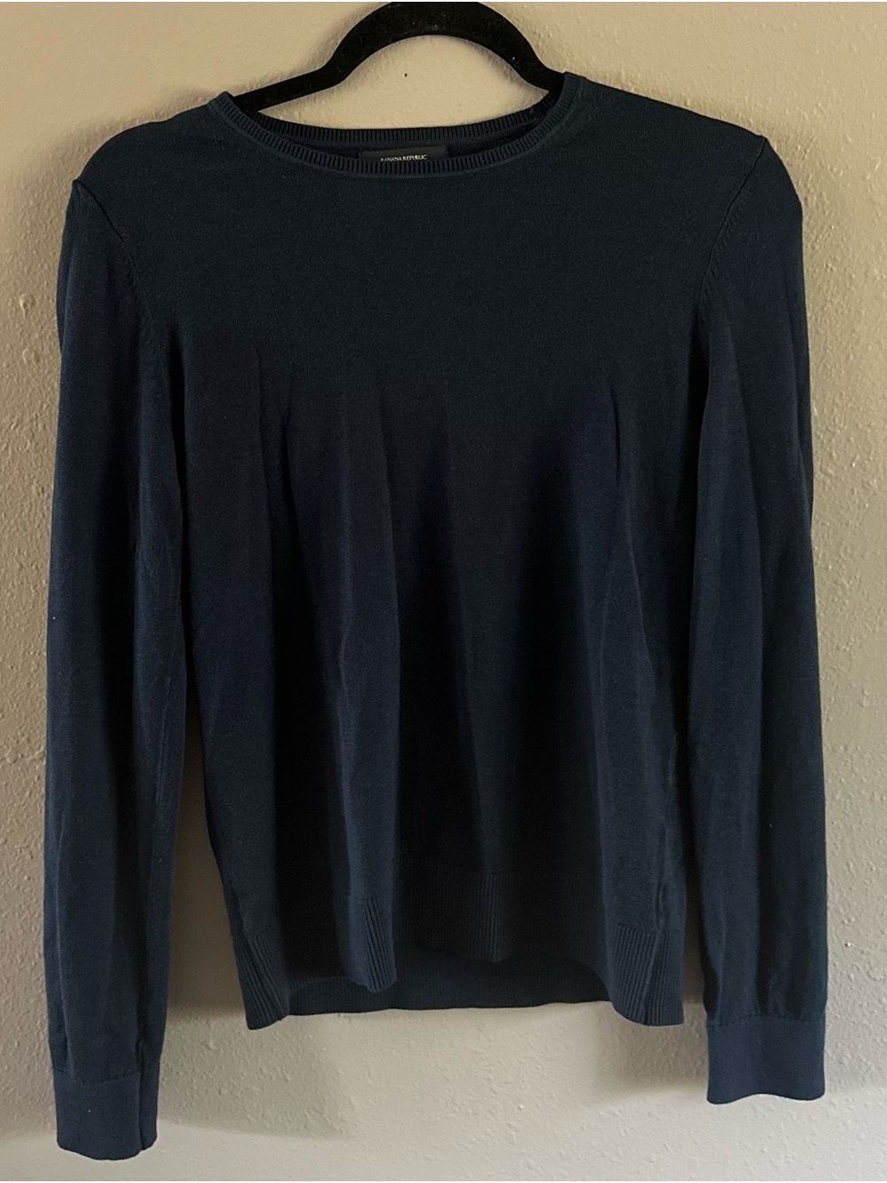Banana Republic Factory Navy Blue Forever Crewneck Sweater Soft Cotton Knit XS